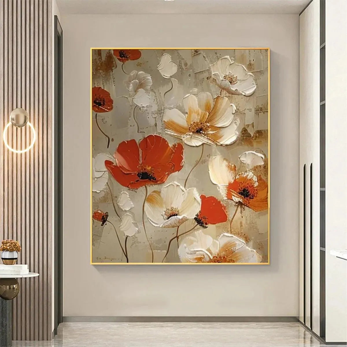 CRIMSON FIELDS: Textured Poppy Painting, Red and White Floral Wall Art, Square Canvas, Romantic Decor - Image 4