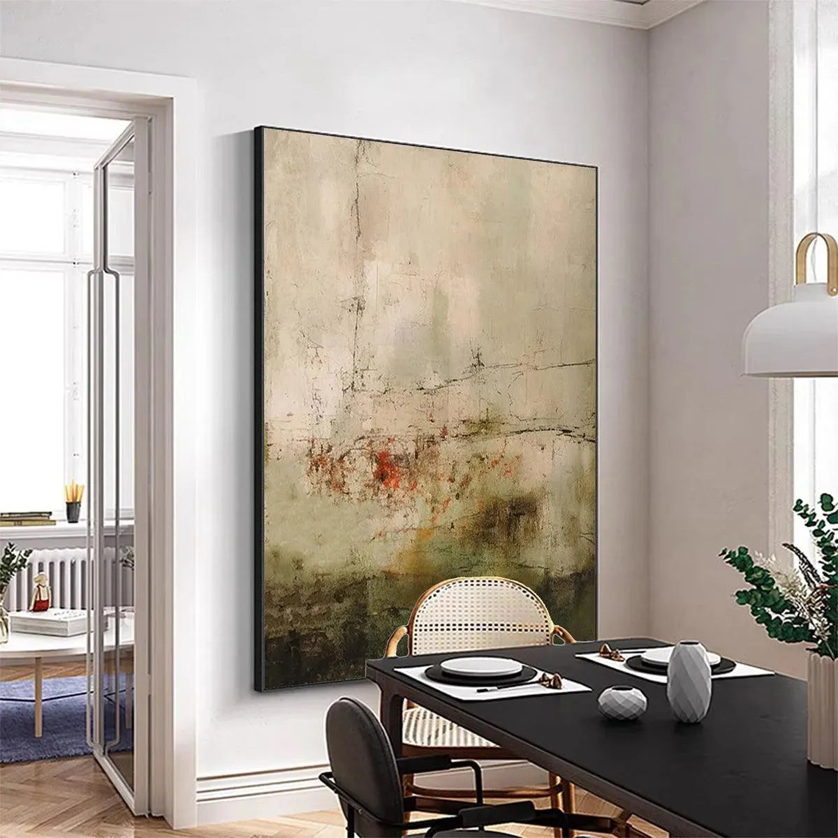 WABI SABI TERRAIN: Textured Abstract Landscape Painting, Vertical Wall Art - Image 2