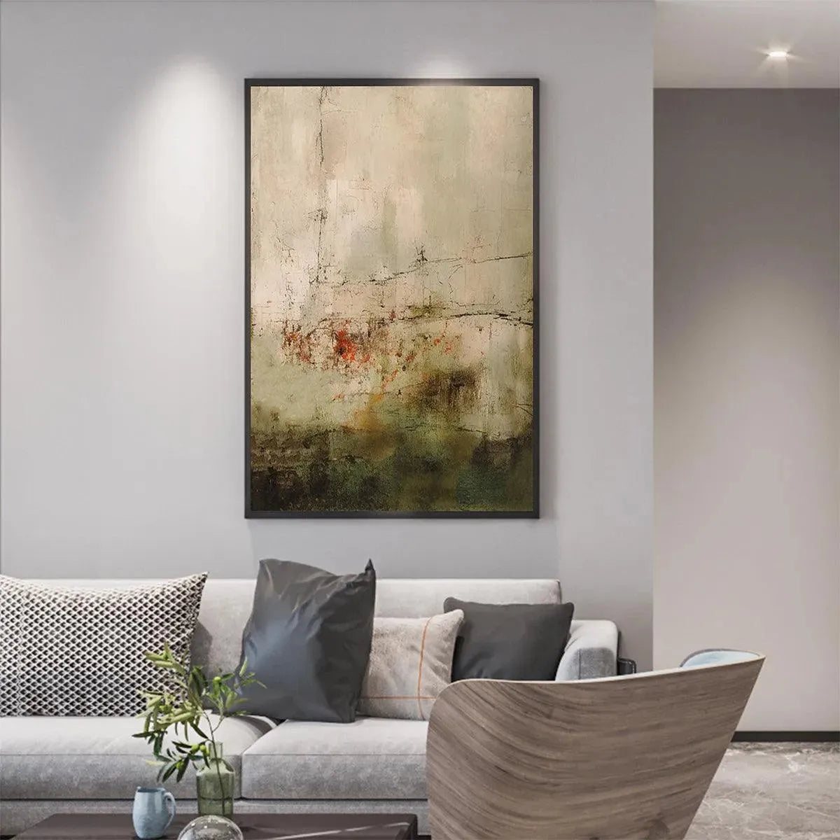 WABI SABI TERRAIN: Textured Abstract Landscape Painting, Vertical Wall Art - Image 5