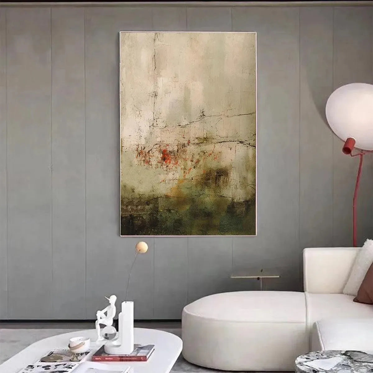 WABI SABI TERRAIN: Textured Abstract Landscape Painting, Vertical Wall Art - Image 7