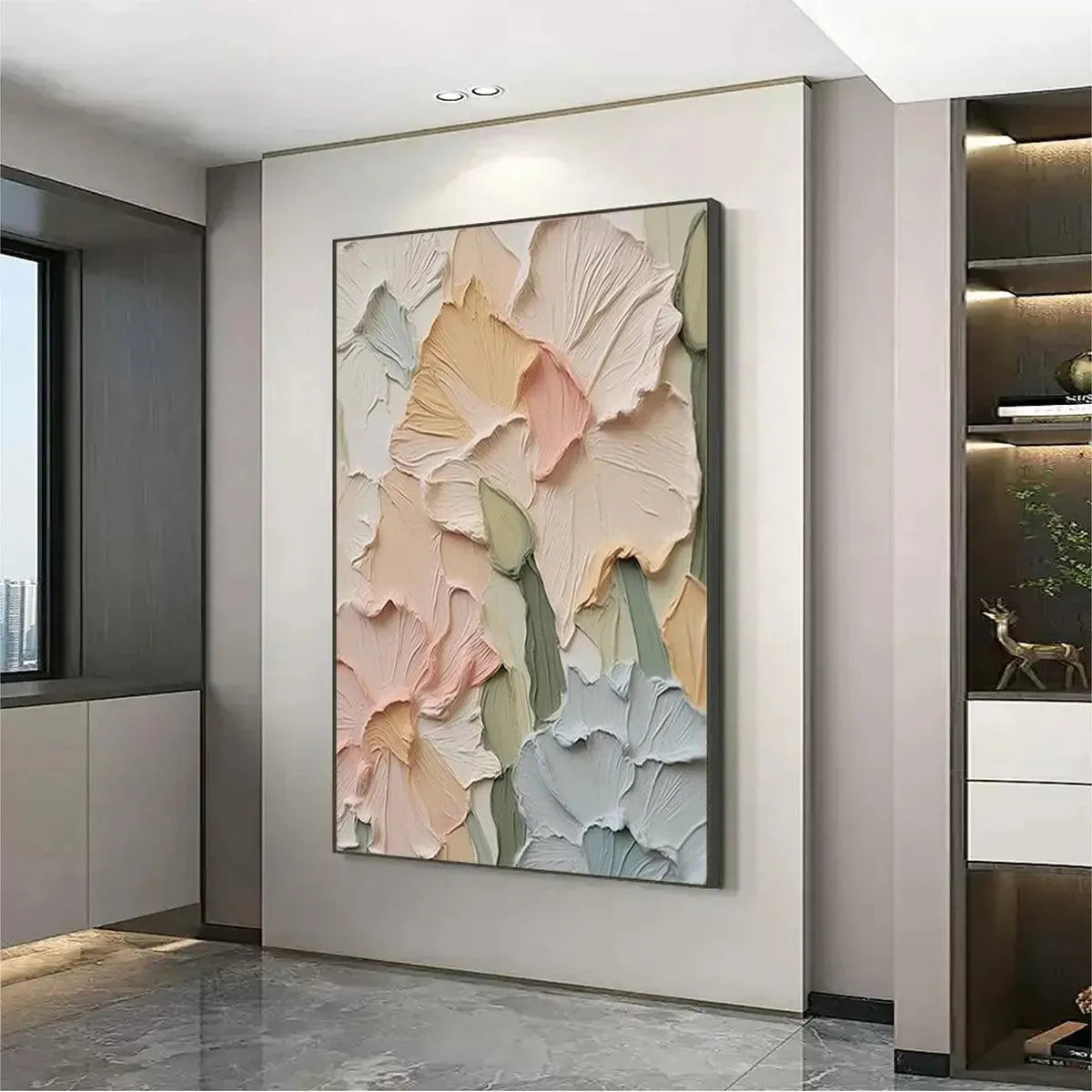 PASTEL PETALS: Textured Impasto Floral Painting, 3D Flower Wall Art, Square Canvas, Romantic Decor - Image 2