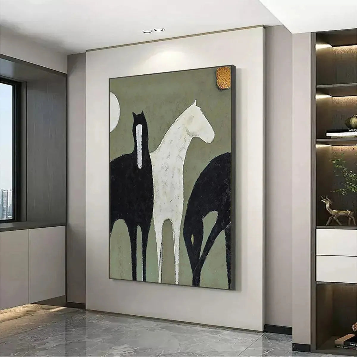 THREE HORSES: Minimalist Horse Painting, Vertical Wall Art - Image 5