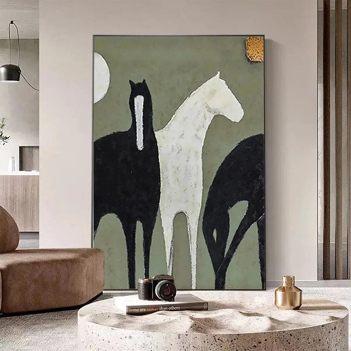 THREE HORSES: Minimalist Horse Painting, Vertical Wall Art - Image 8