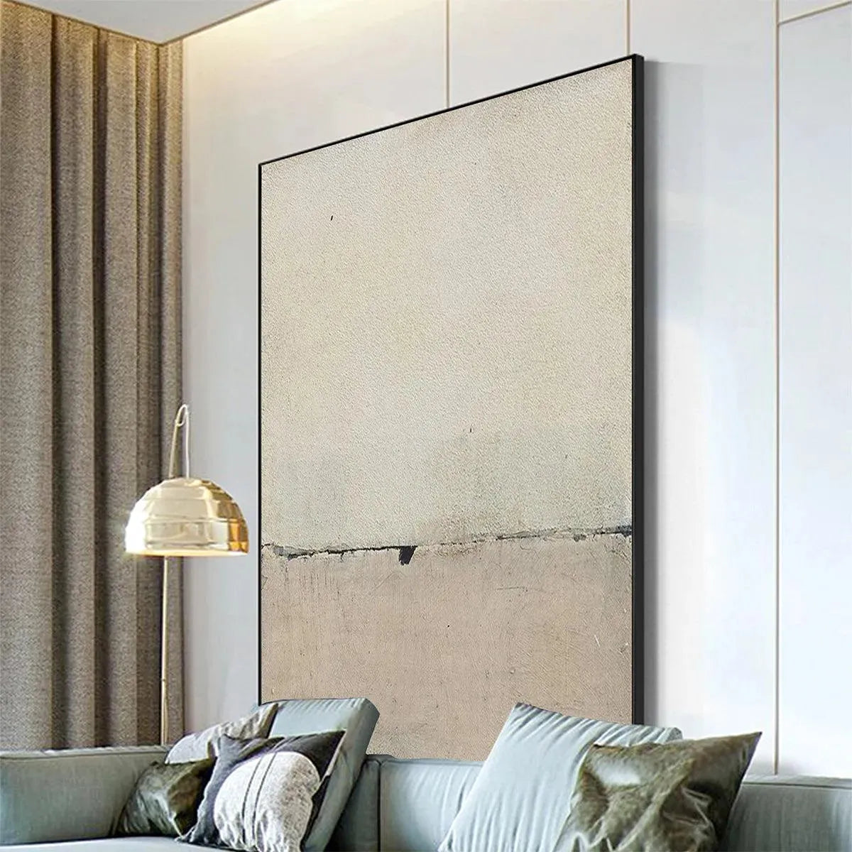 MINIMALIST EARTHSCAPE: Neutral Abstract Landscape Painting, Vertical Wall Art - Image 4