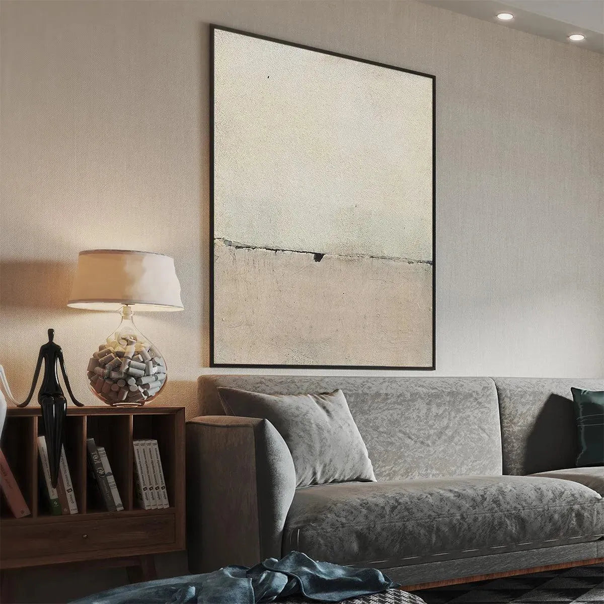 MINIMALIST EARTHSCAPE: Neutral Abstract Landscape Painting, Vertical Wall Art - Image 5