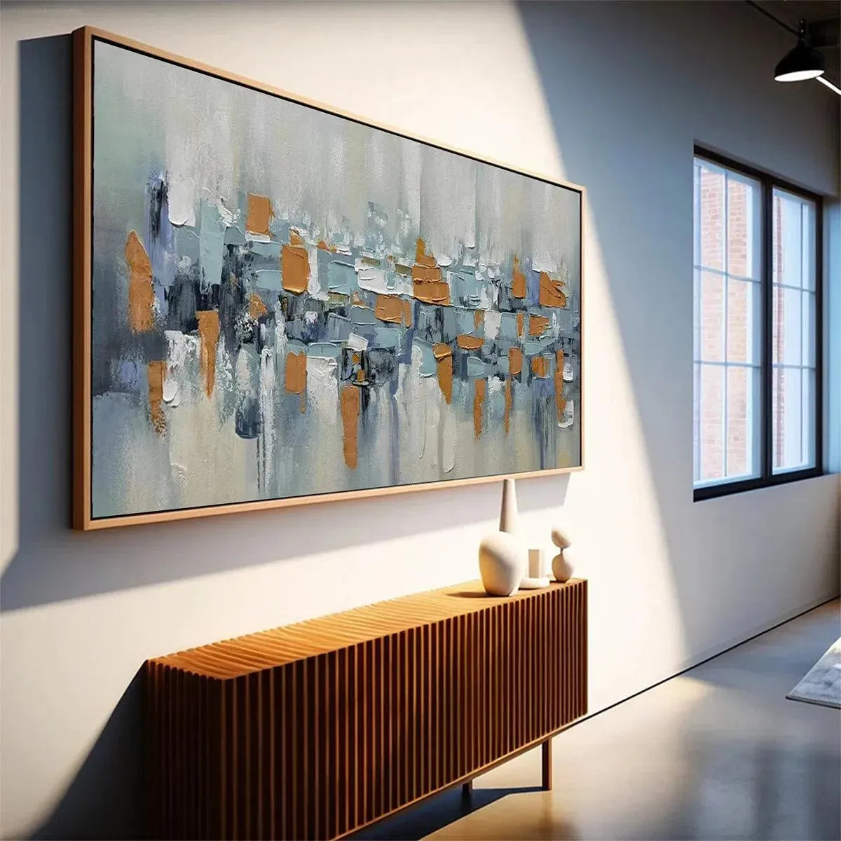 URBAN ABSTRACT: Textured Abstract Painting, Modern Wall Art, Panoramic Canvas, Office Decor - Image 5