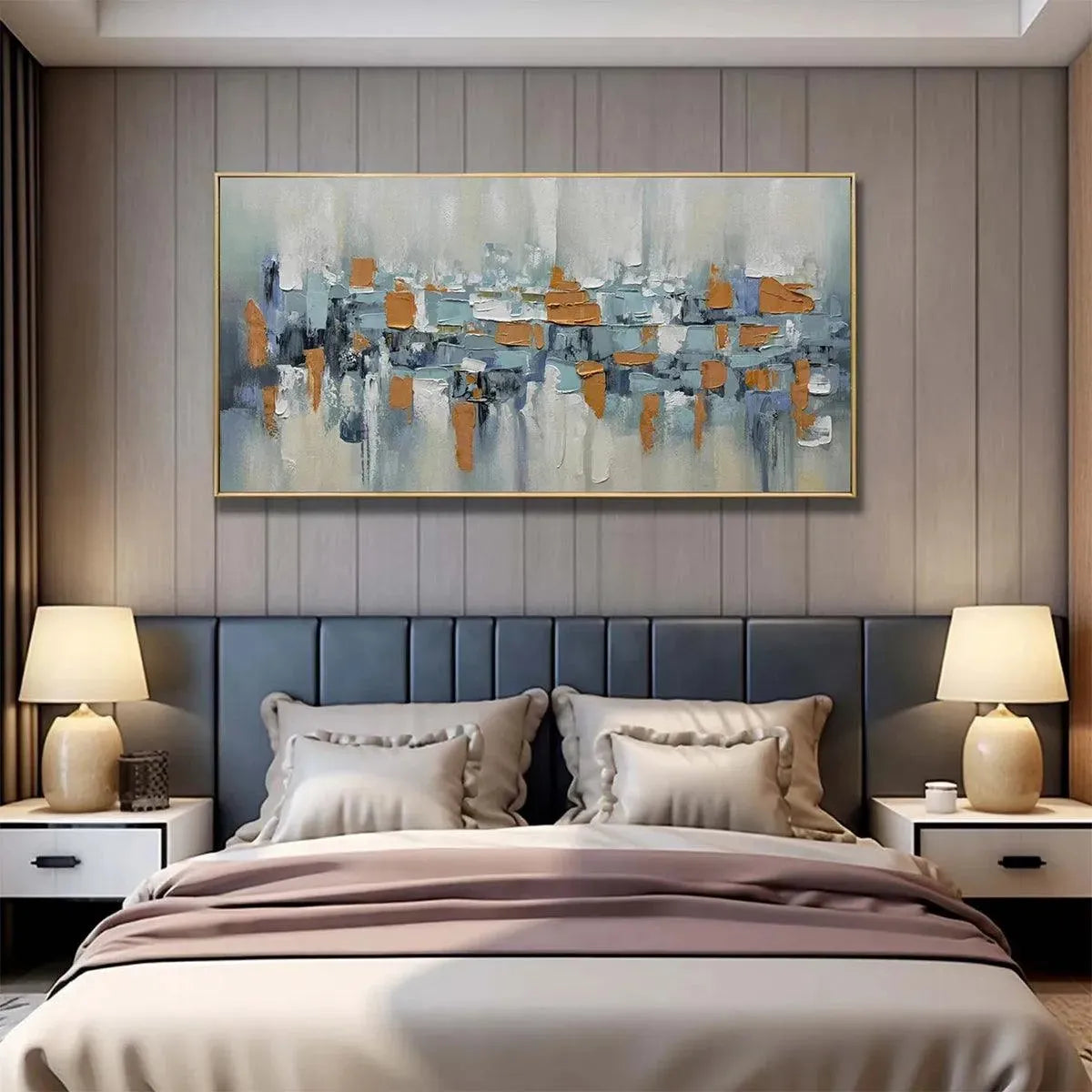 URBAN ABSTRACT: Textured Abstract Painting, Modern Wall Art, Panoramic Canvas, Office Decor - Image 4