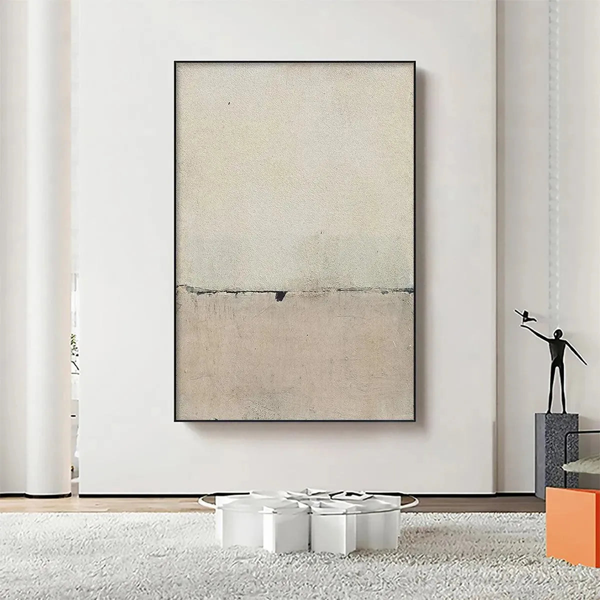 MINIMALIST EARTHSCAPE: Neutral Abstract Landscape Painting, Vertical Wall Art - Image 2