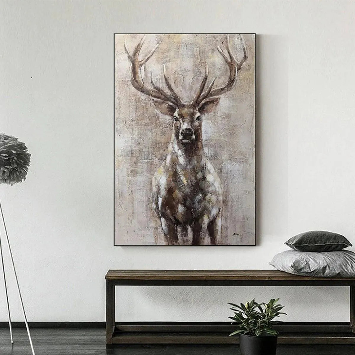 MAJESTIC STAG: Textured Stag Painting, Vertical Wall Art - Image 10