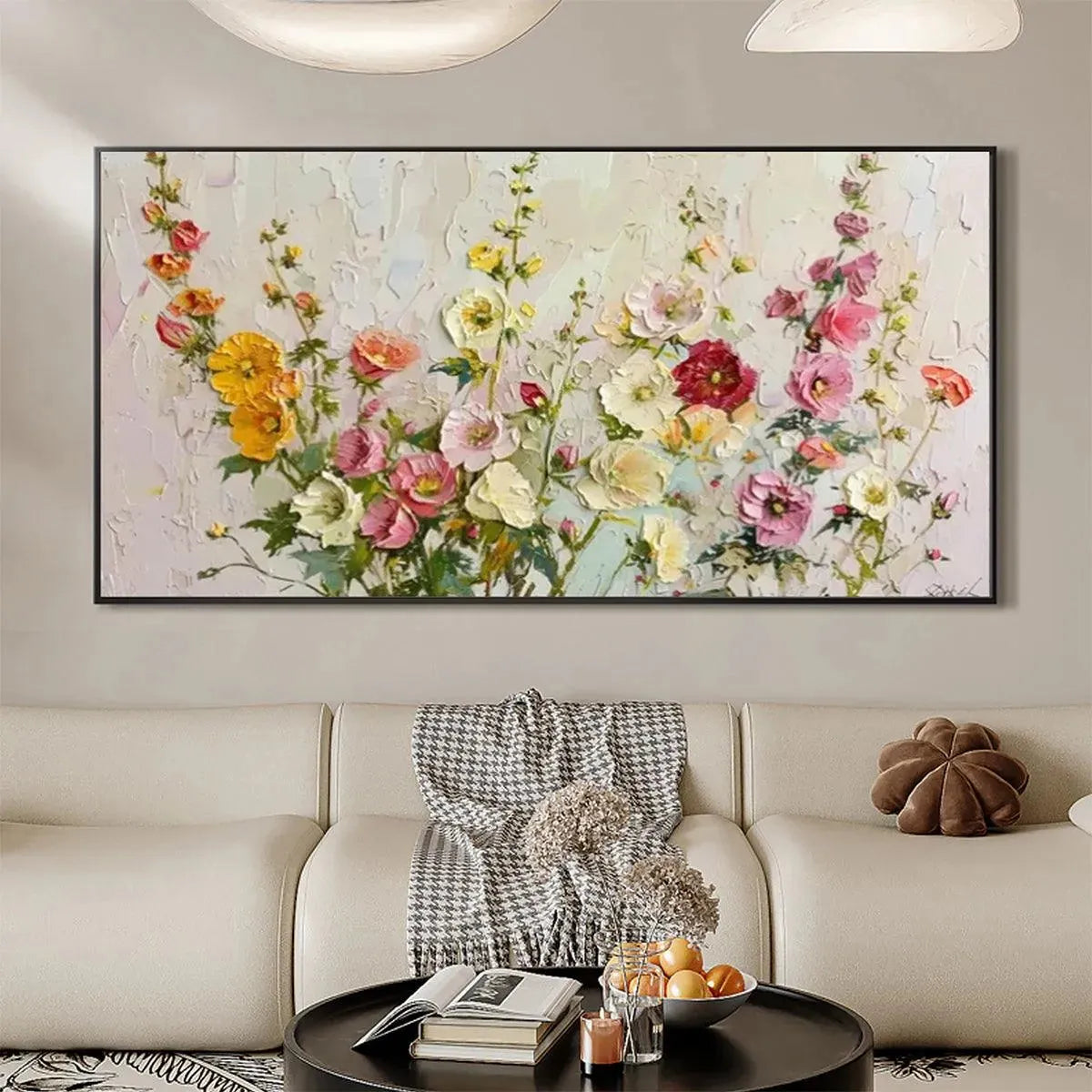 SUMMER BOUQUET: Textured Floral Painting, Impasto Wall Art, Panoramic Canvas, Colorful Decor - Image 4