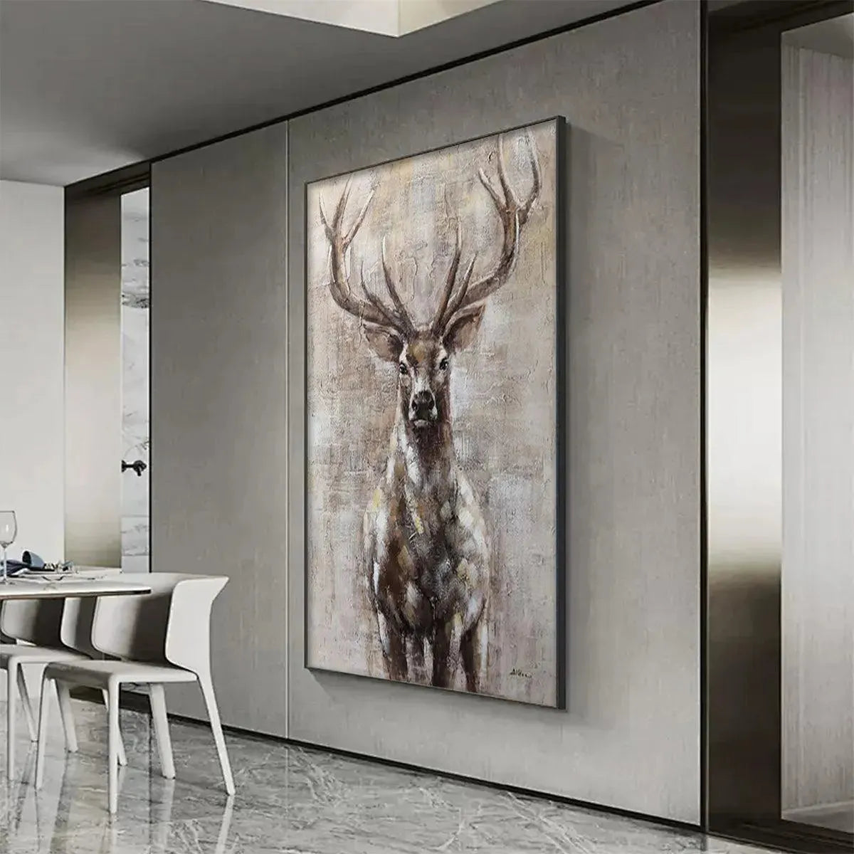 MAJESTIC STAG: Textured Stag Painting, Vertical Wall Art - Image 6
