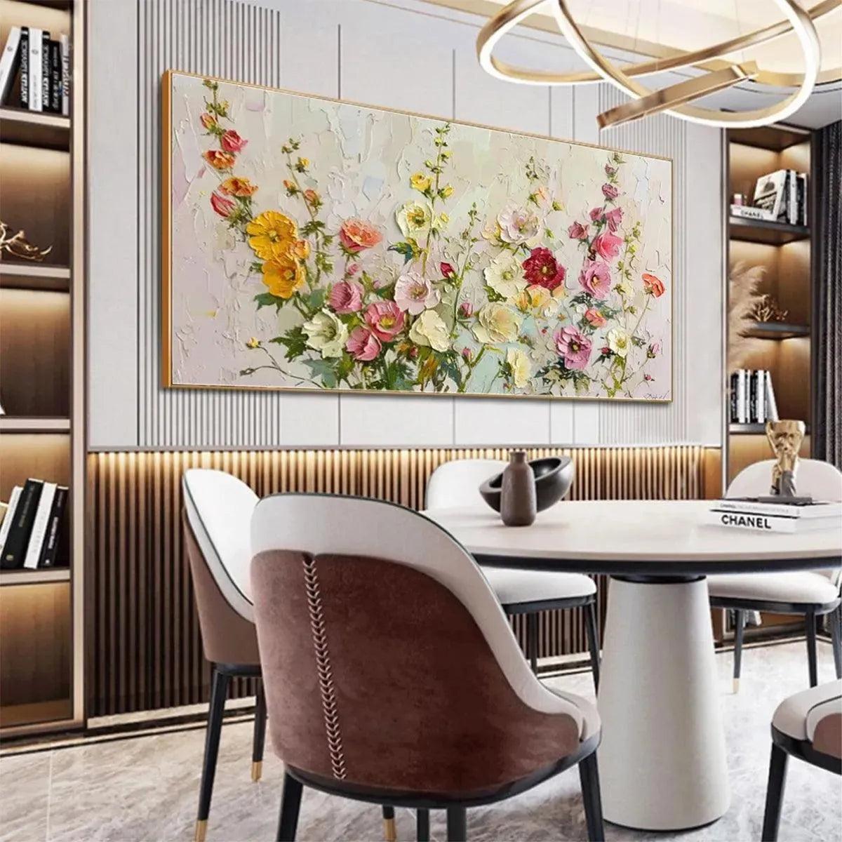 SUMMER BOUQUET: Textured Floral Painting, Impasto Wall Art, Panoramic Canvas, Colorful Decor - Image 5