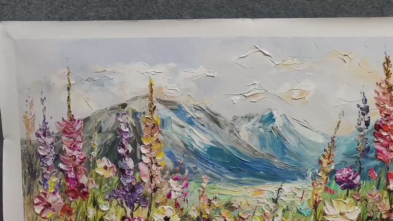 VALLEY BLOSSOM: Impasto Mountain Wildflower Painting - Image 3