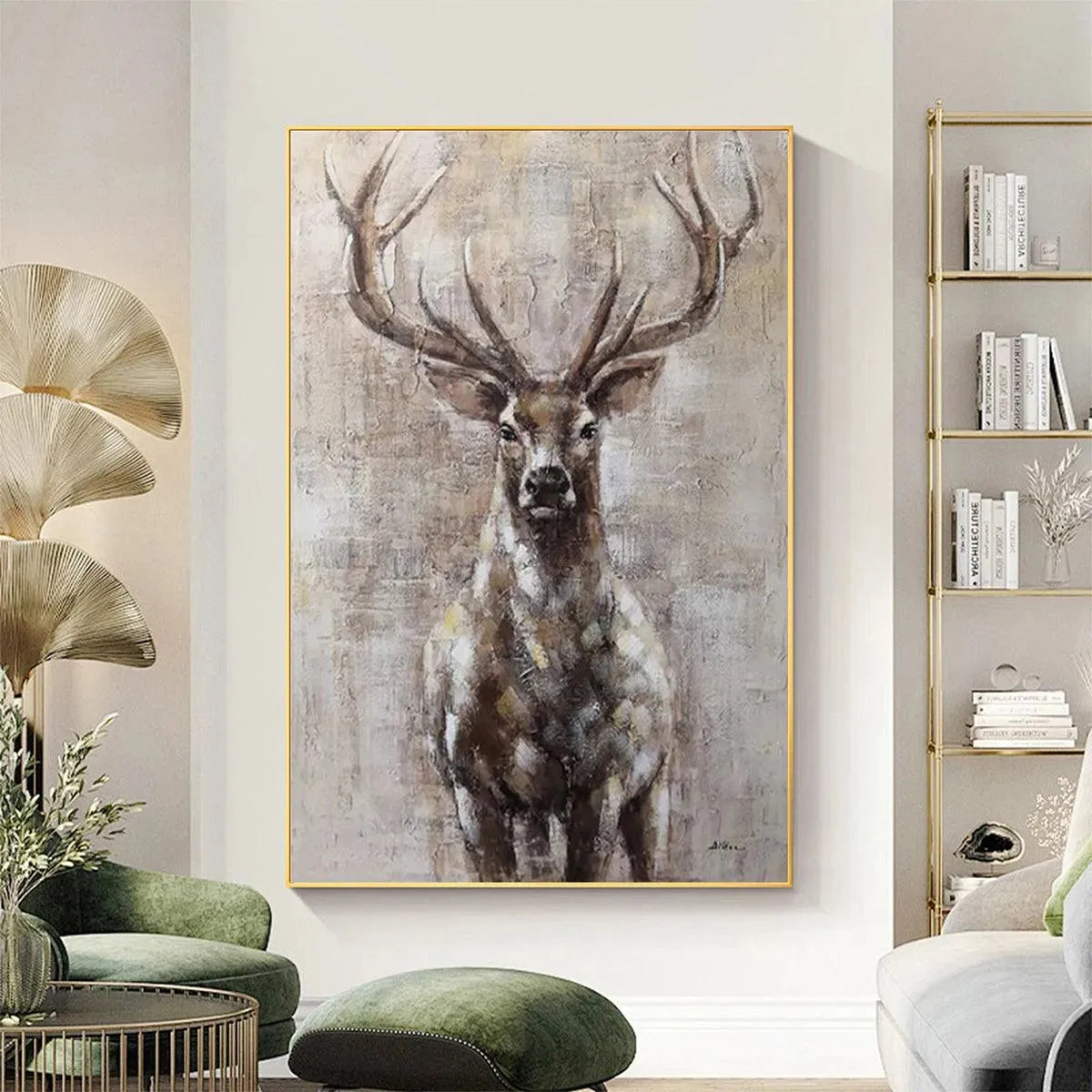 MAJESTIC STAG: Textured Stag Painting, Vertical Wall Art - Image 2
