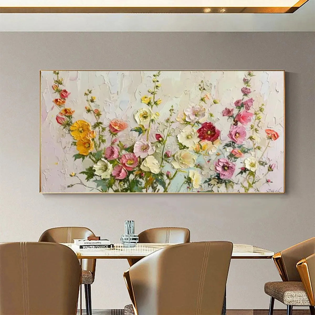SUMMER BOUQUET: Textured Floral Painting, Impasto Wall Art, Panoramic Canvas, Colorful Decor - Image 7
