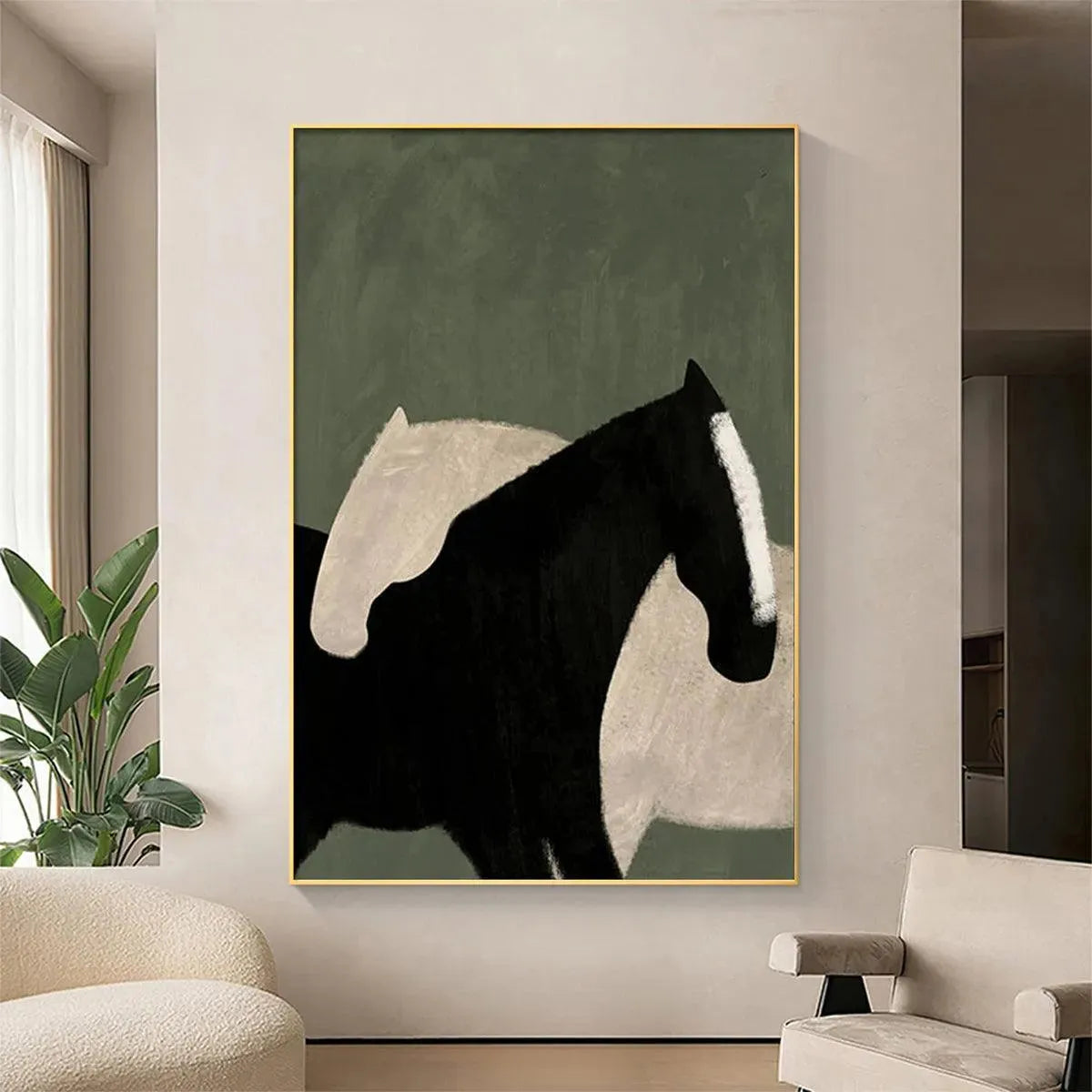 MINIMALIST HORSES: Abstract Horse Painting, Vertical Wall Art - Image 2