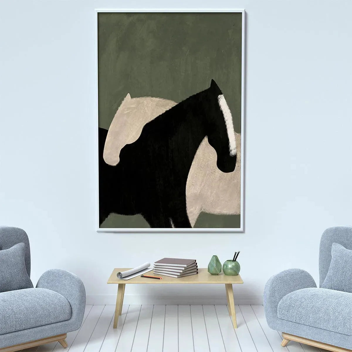 MINIMALIST HORSES: Abstract Horse Painting, Vertical Wall Art - Image 8