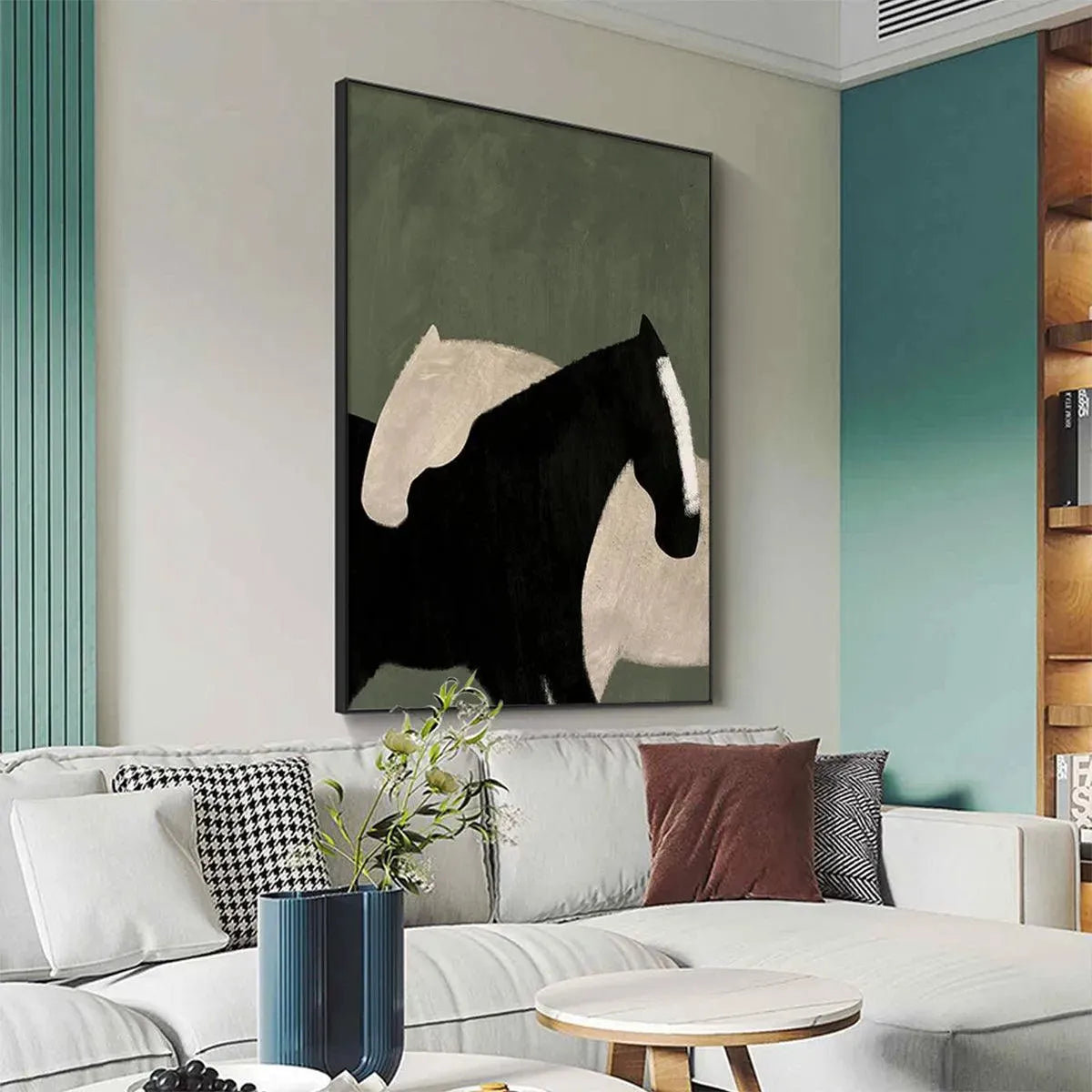 MINIMALIST HORSES: Abstract Horse Painting, Vertical Wall Art - Image 7