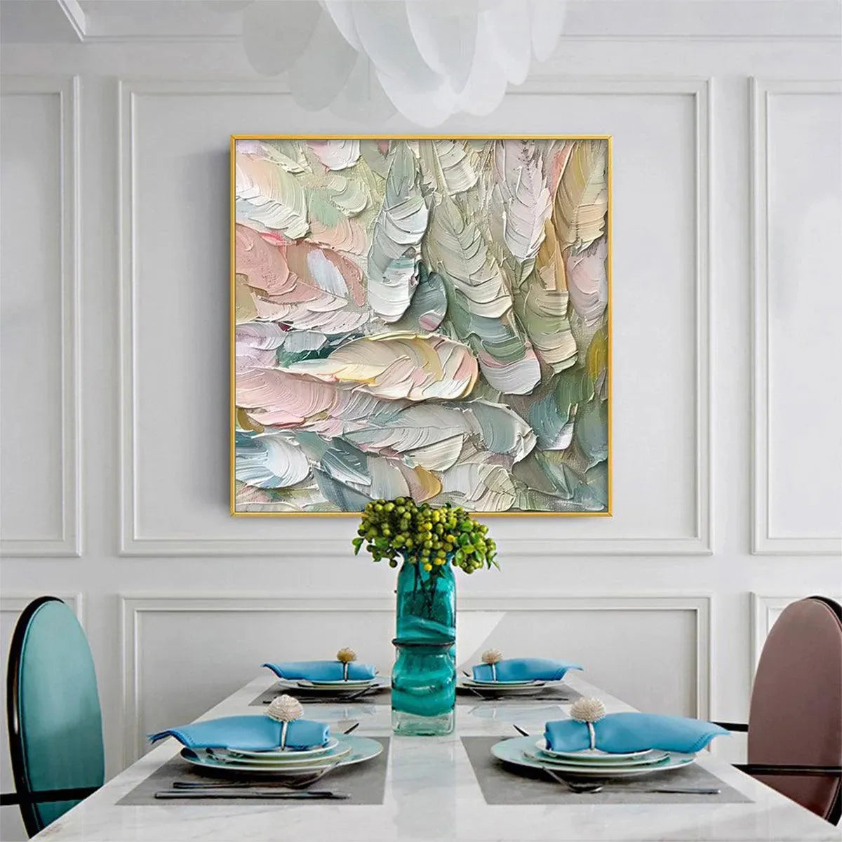 PASTEL FEATHERS: Textured Abstract Painting, Impasto Wall Art, Square Canvas, Dreamy Decor - Image 5