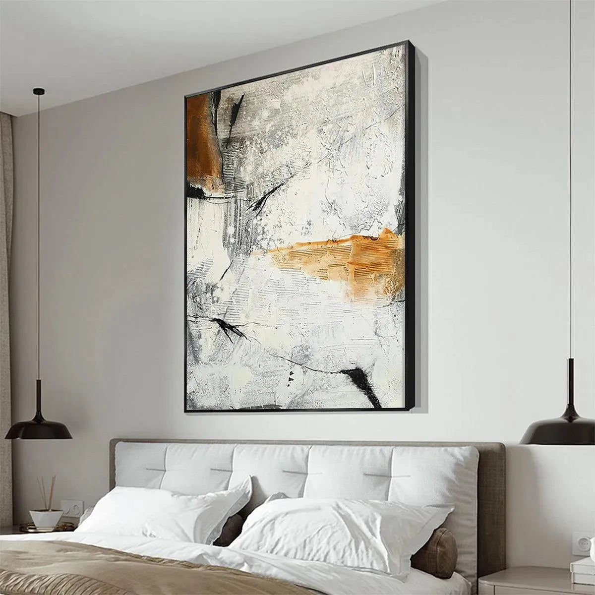 TEXTURED ABSTRACT IN BROWN AND WHITE: Modern Abstract Painting, Vertical Wall Art - Image 5