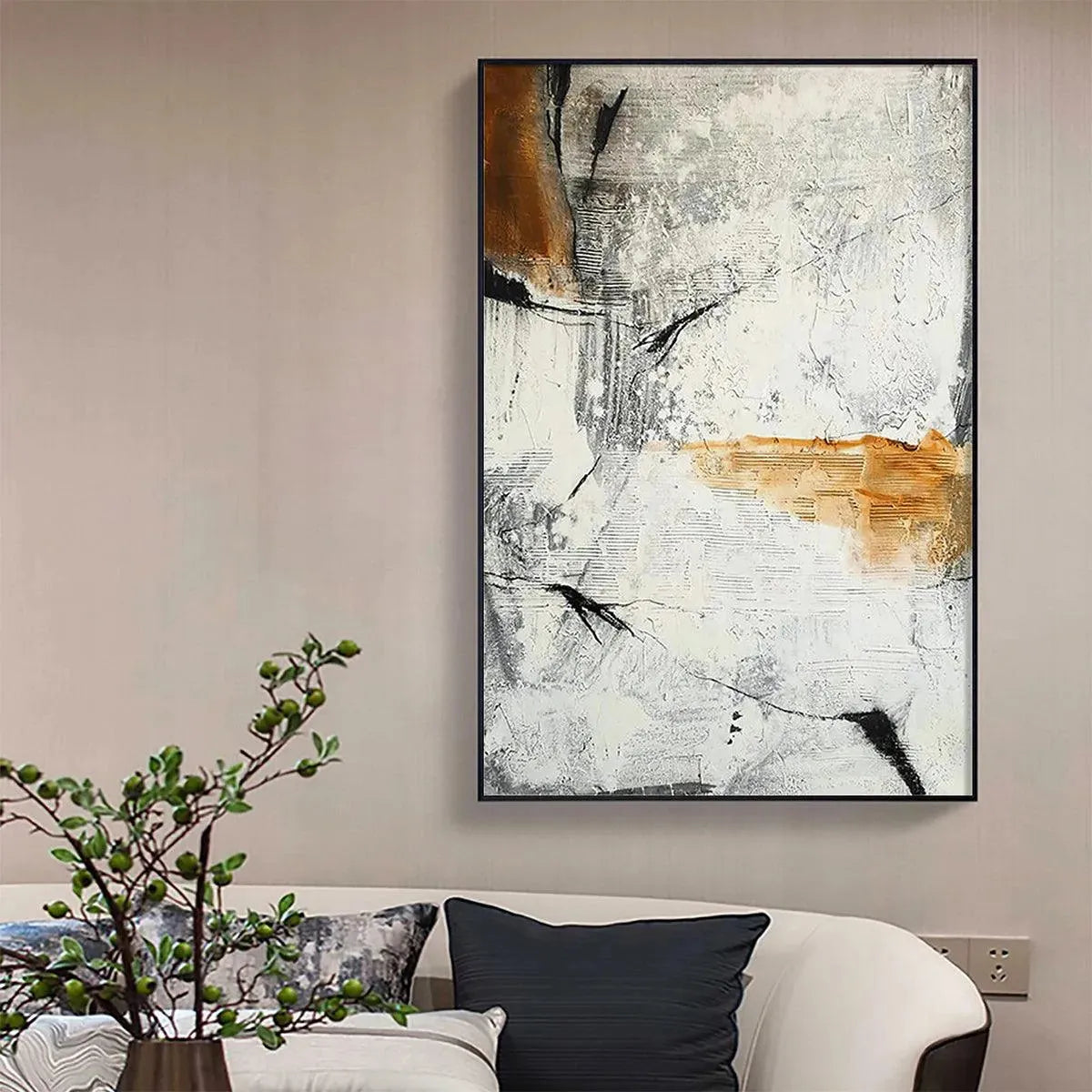 TEXTURED ABSTRACT IN BROWN AND WHITE: Modern Abstract Painting, Vertical Wall Art - Image 6