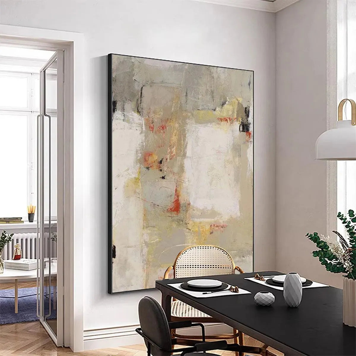 NEUTRAL ABSTRACTION: Minimalist Abstract Painting, Vertical Wall Art - Image 3