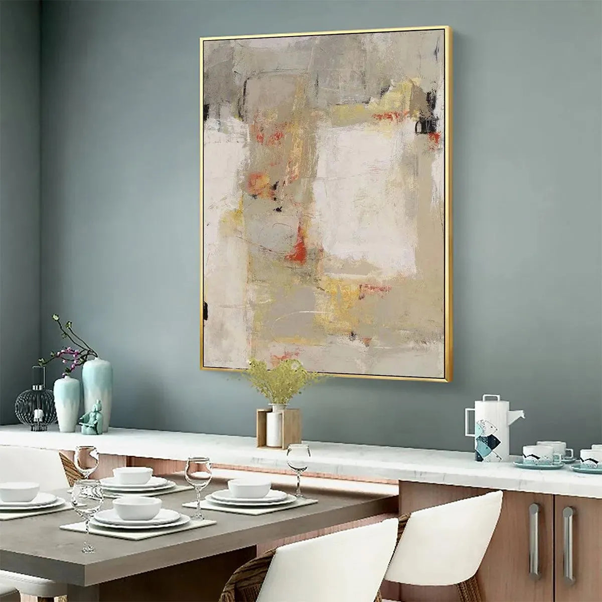 NEUTRAL ABSTRACTION: Minimalist Abstract Painting, Vertical Wall Art - Image 6