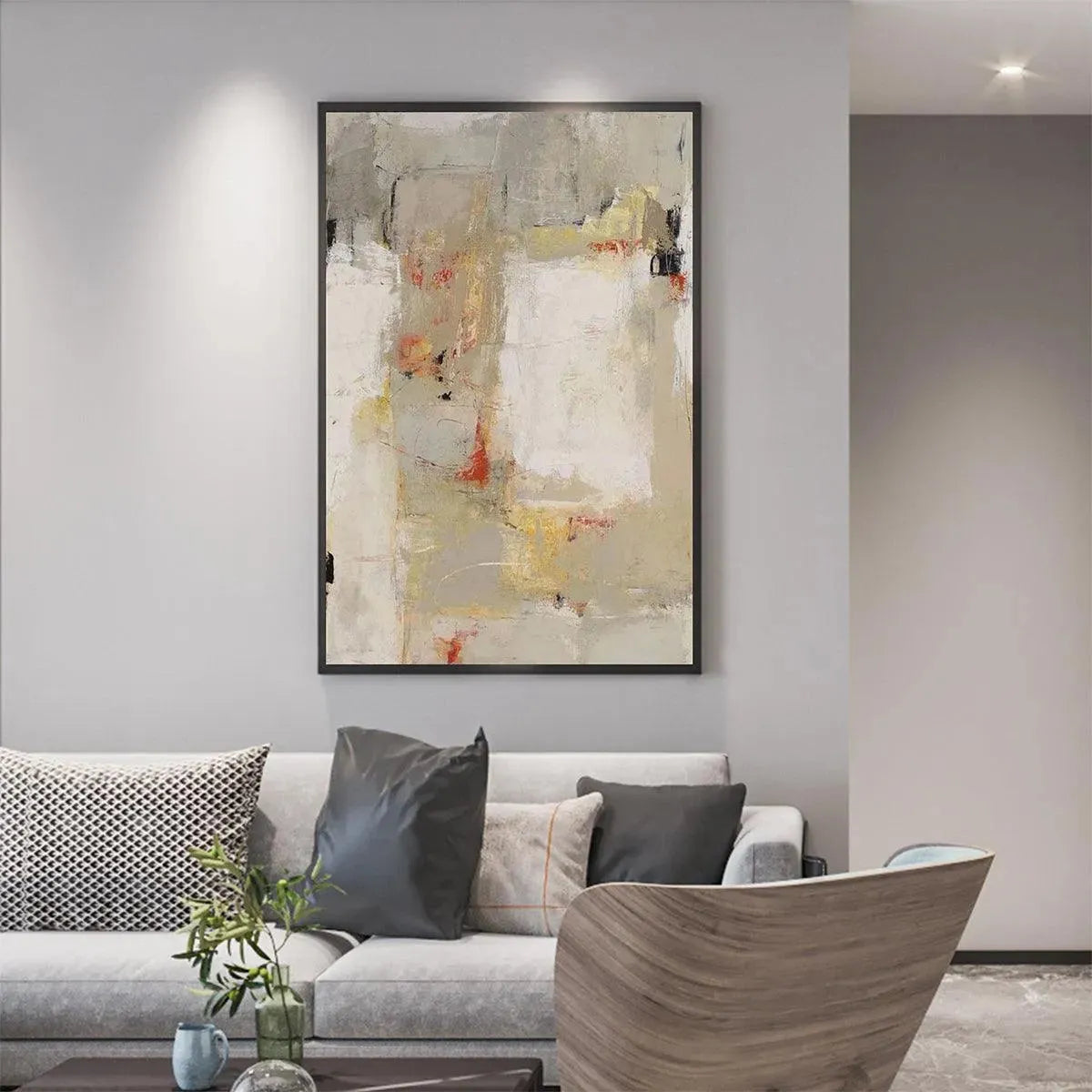 NEUTRAL ABSTRACTION: Minimalist Abstract Painting, Vertical Wall Art - Image 5