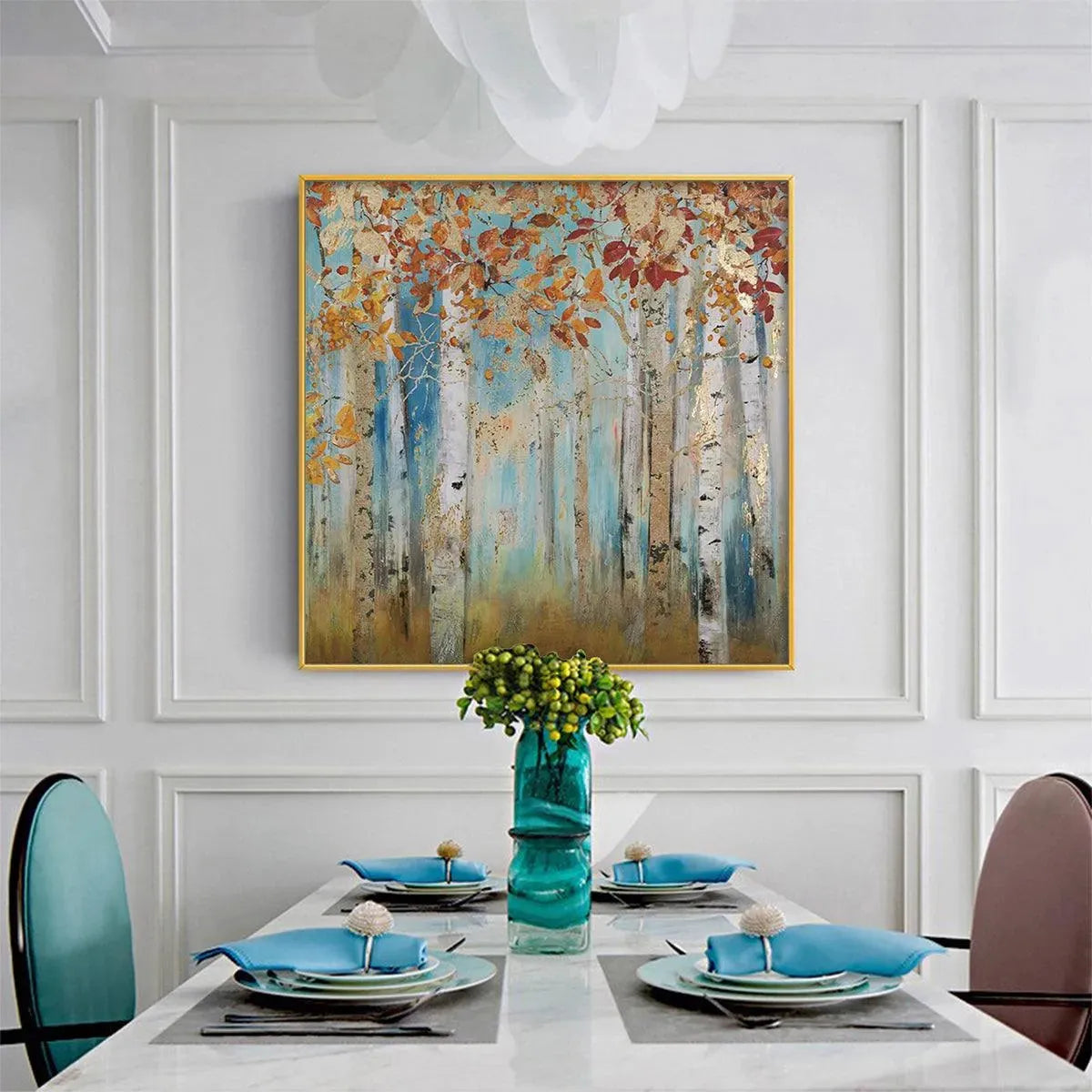 GOLDEN AUTUMN FOREST: Textured Autumn Forest Painting, Square Wall Art - Image 8
