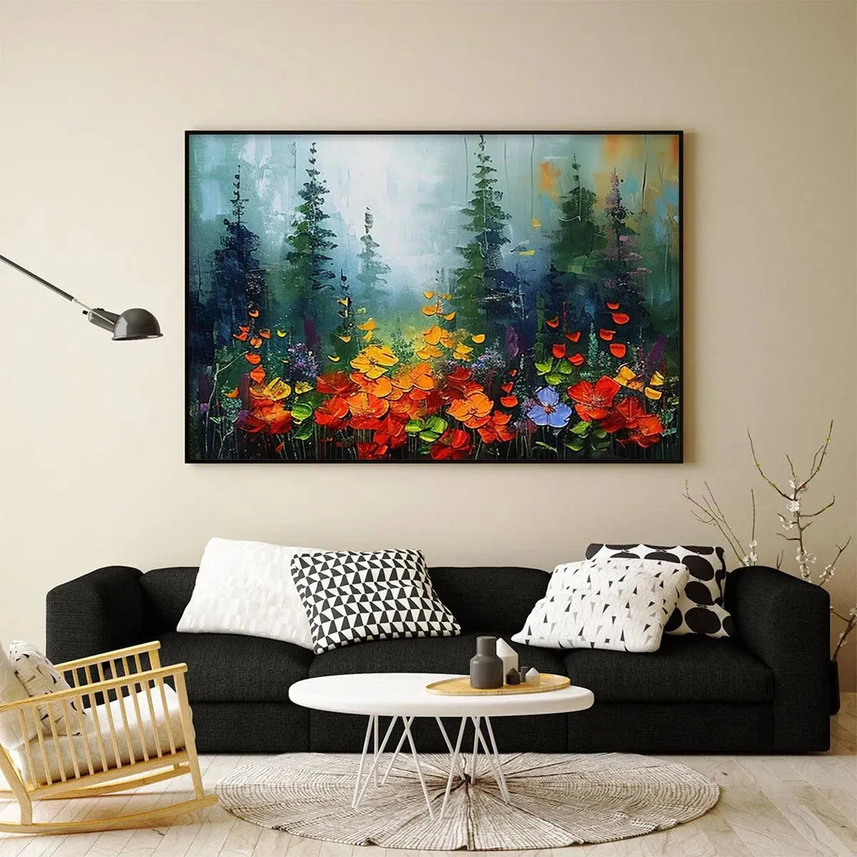 WILD FLOWER MEADOW: Textured Floral Landscape Painting, Impasto Wall Art, Panoramic Canvas, Nature Decor - Image 4