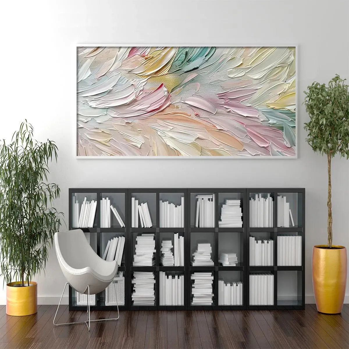 PASTEL DREAM: Textured Abstract Painting in Soft Hues, Horizontal Wall Art - Image 7