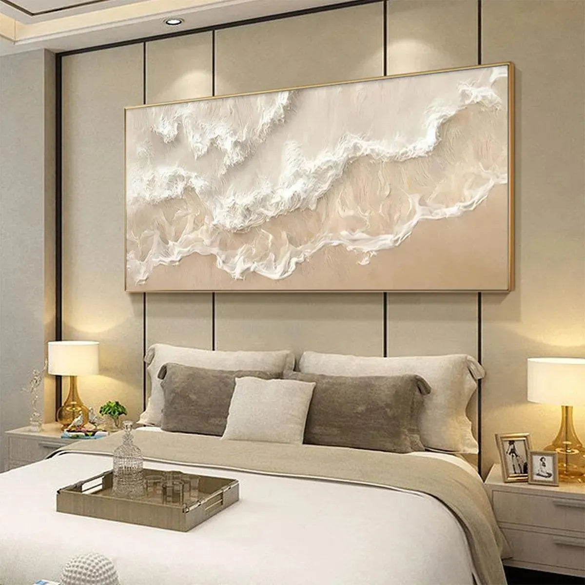 SANDY WHISPERS: Minimalist Beach Waves Painting, Horizontal Wall Art - Image 4
