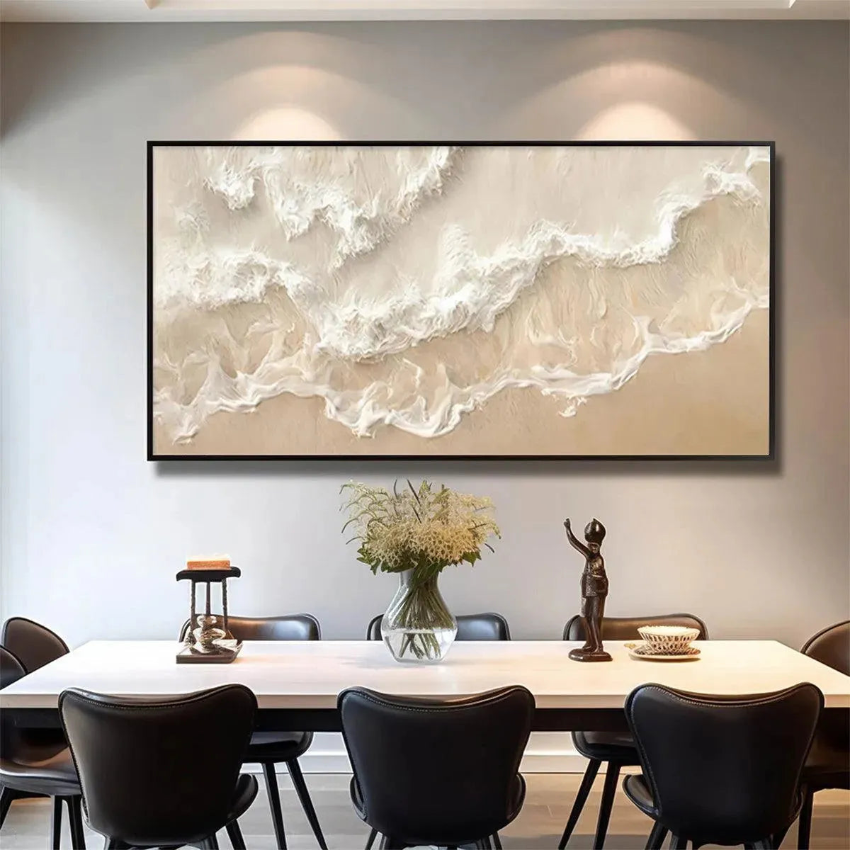 SANDY WHISPERS: Minimalist Beach Waves Painting, Horizontal Wall Art - Image 6