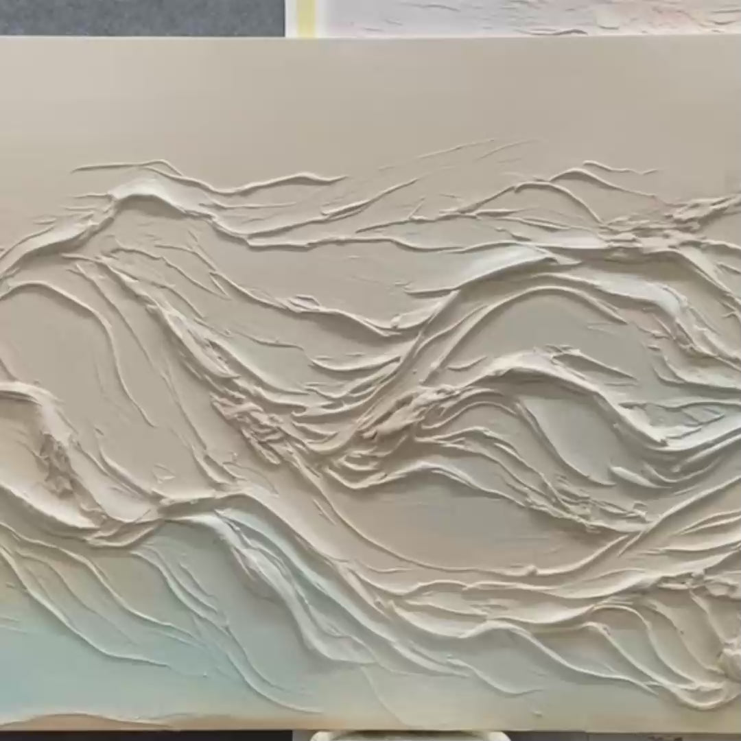OCEAN ECHOES: Textured Abstract Oil Painting - Image 3
