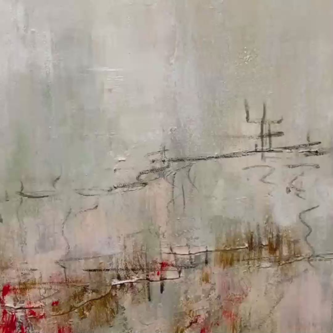 WABI SABI TERRAIN: Textured Abstract Landscape Painting, Vertical Wall Art - Image 3