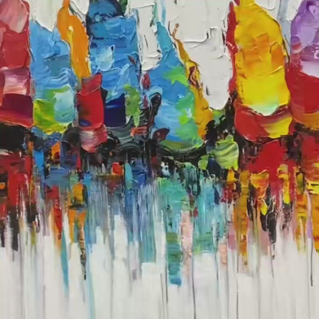 COLORFALLS: Panoramic Abstract Oil Painting in Vibrant Hues - Image 3