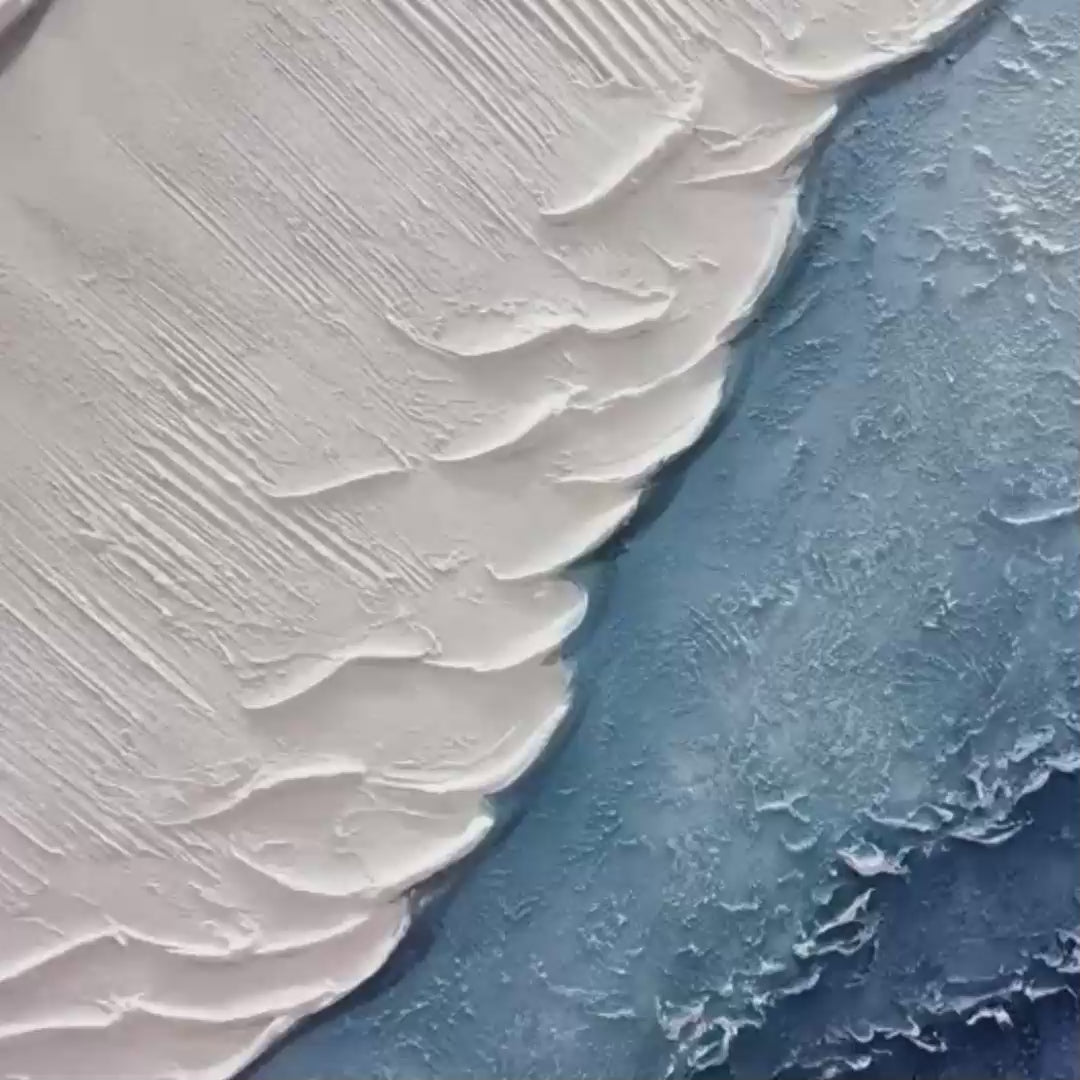 TEXTURED OCEANSCAPE TRIPTYCH: Textured Abstract Painting Set of 3 - Image 3