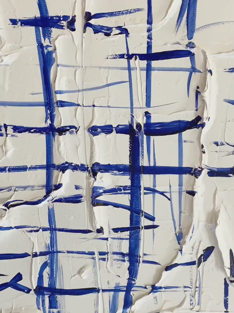 BLUE WEAVE: Textured Abstract Painting in Blue and White - Image 3