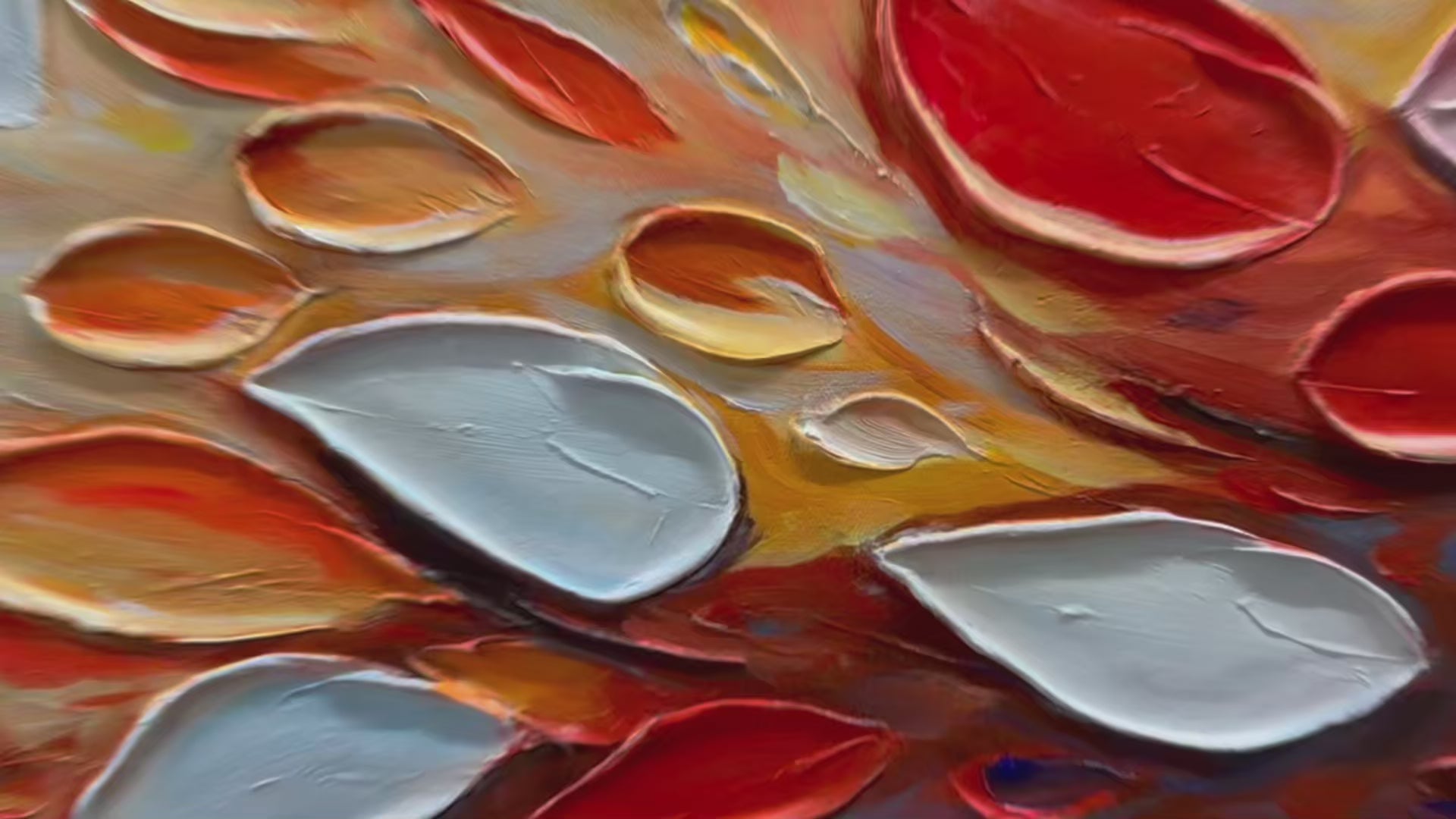 AUTUMN'S BURST: Textured Abstract Leaf Oil Painting - Image 4