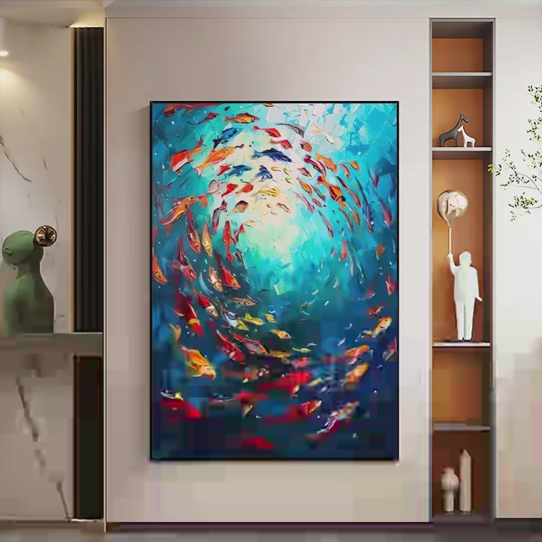 CORAL REEF DANCE: Vibrant Painting of Colorful Fish - Image 4