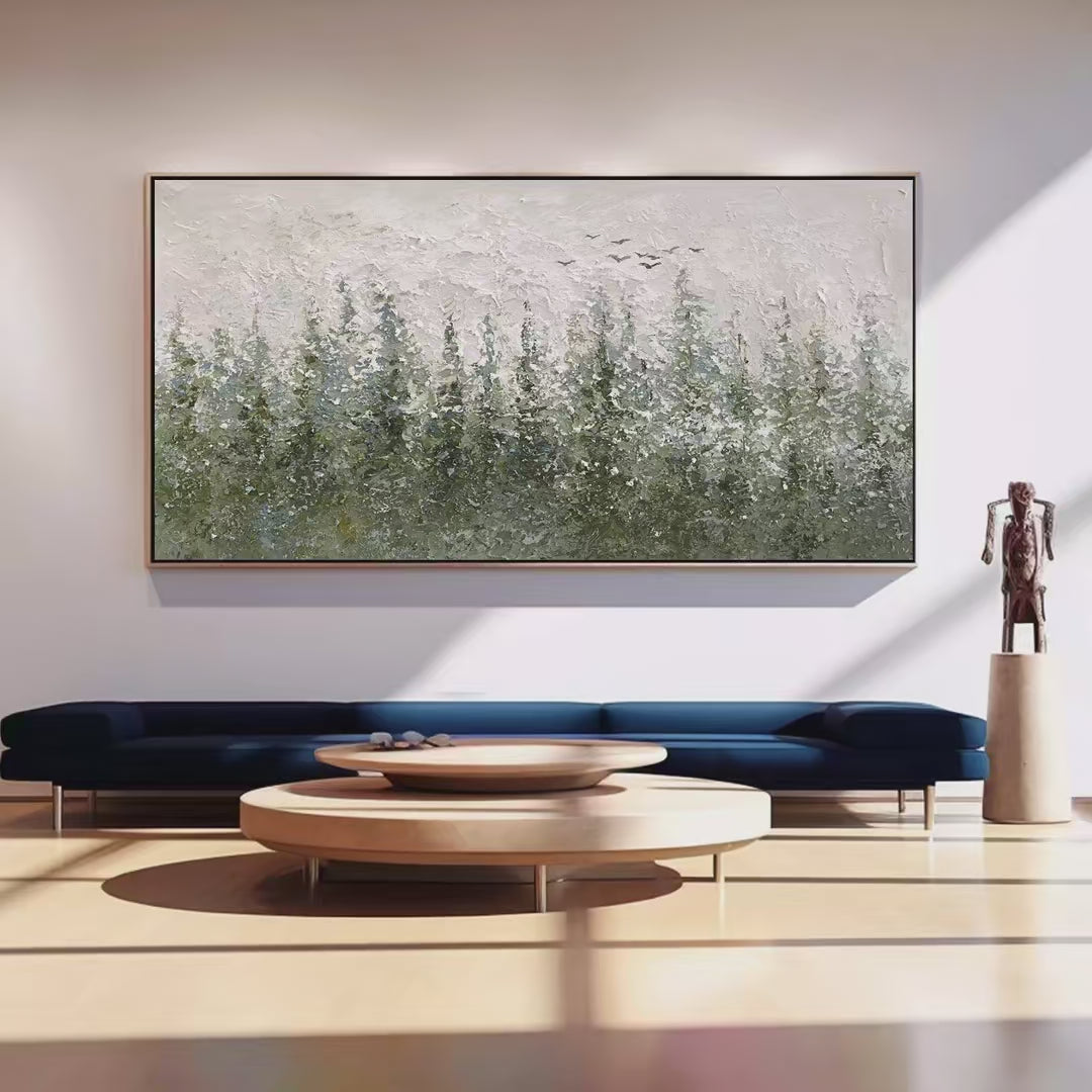 MISTY FOREST: Textured Atmospheric Forest Landscape Painting - Image 4