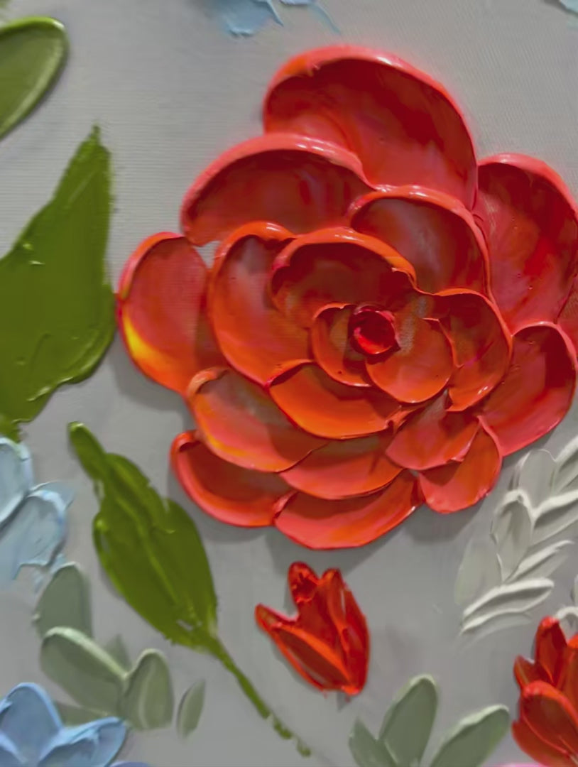 Hand-Painted Floral Oil Painting - Vibrant Garden Art - Image 4