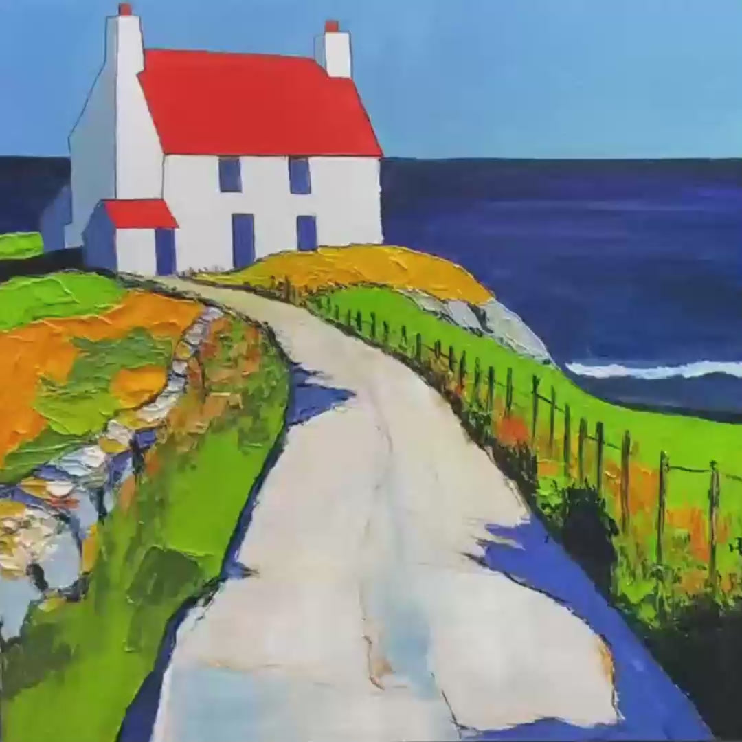 SEASIDE COTTAGE: Impasto Coastal Landscape Oil Painting - Image 3