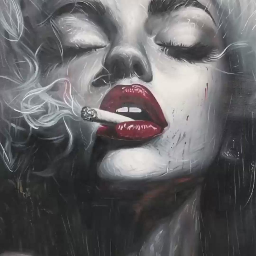 CRIMSON MUSE: Vertical Portrait Oil Painting on Canvas - Image 3