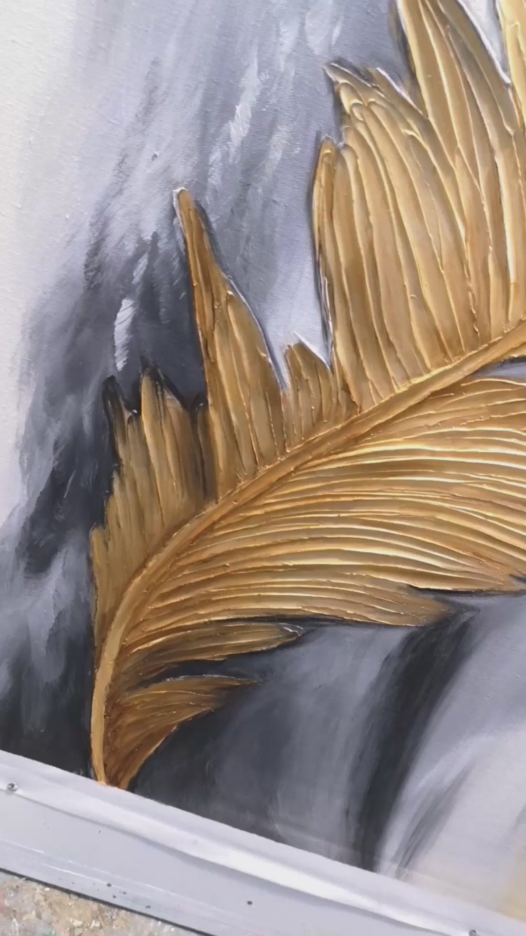 BLEMISHED SKY: Abstract Feather Oil Painting - Image 4
