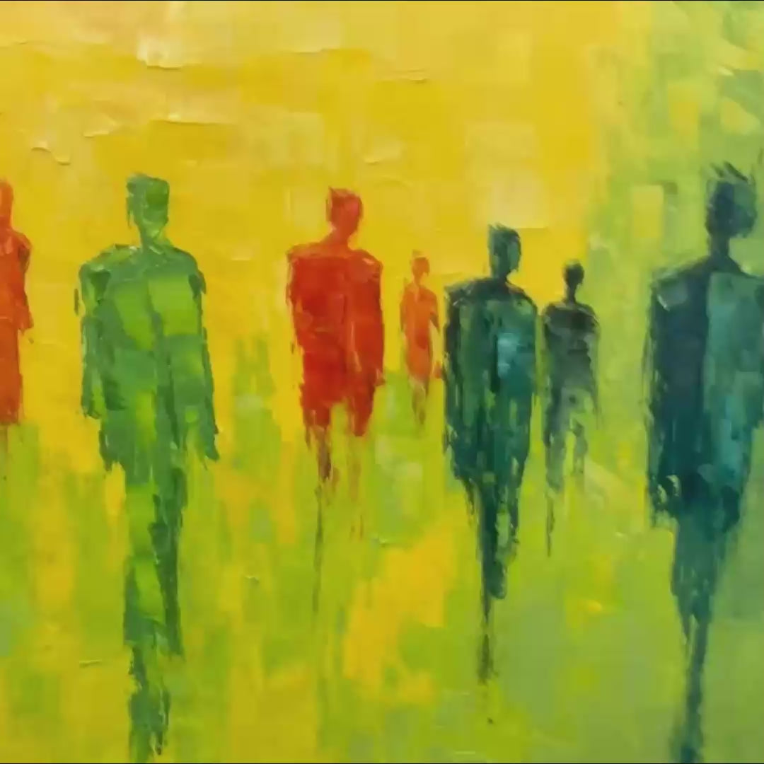 GATHERING LIGHT: Vibrant Abstract Figurative Oil Painting - Image 3
