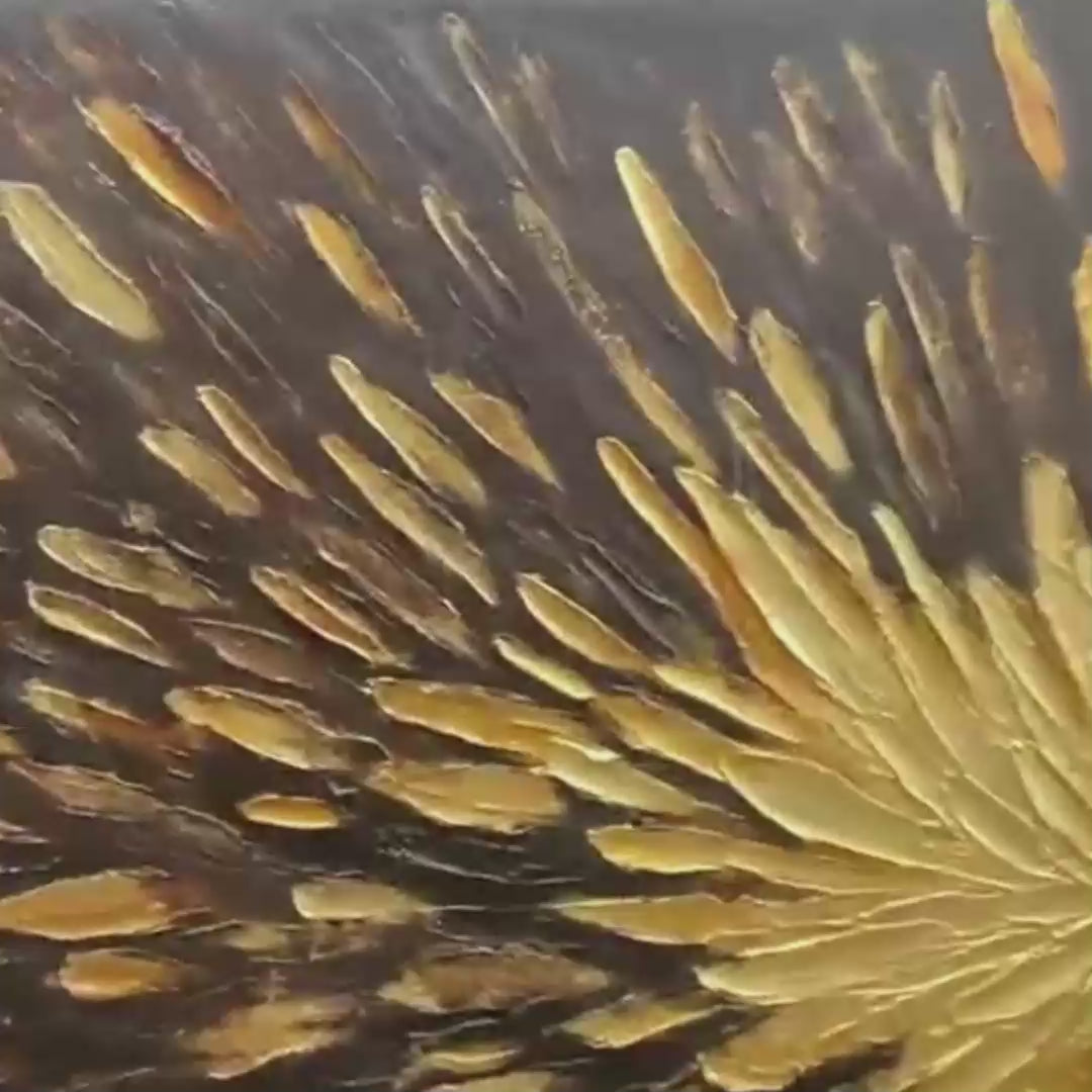 GOLDEN BURST: Textured Abstract Painting in Gold and Black - Image 3