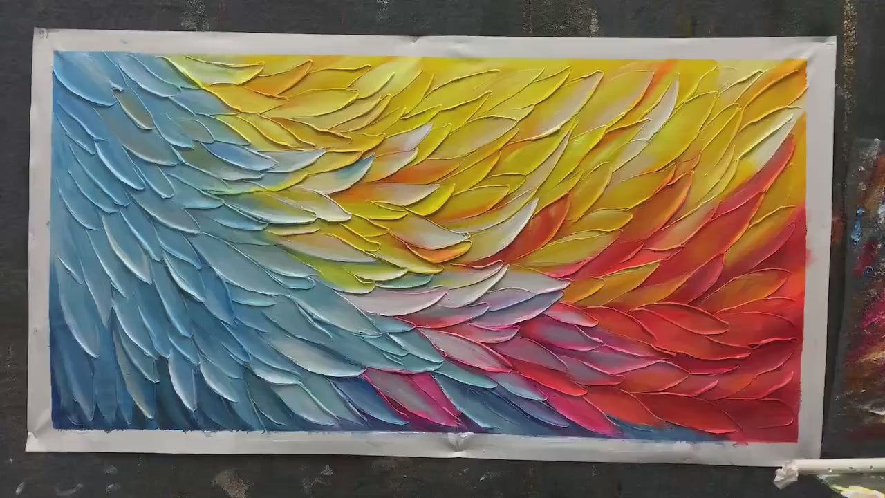 GOLDEN WAVES: Textured Abstract Painting, Horizontal Wall Art - Image 3