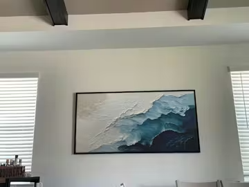 OCEAN WHISPERS: Textured Seascape Painting, Ocean Waves, Blue and White, Living Room, Bedroom photo review