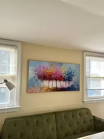 RAINBOW FOREST: Textured Impasto Trees Oil Painting photo review